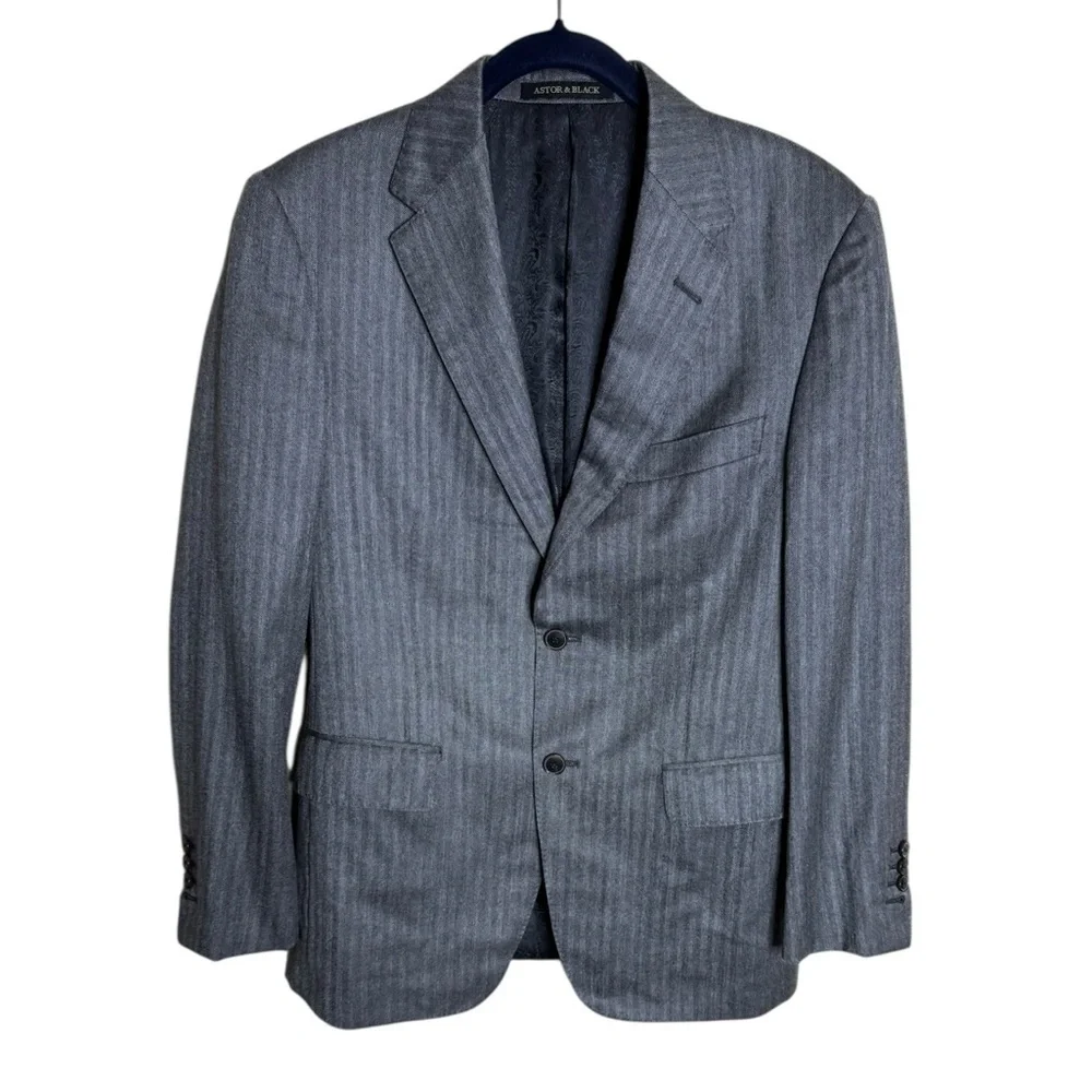 Astor & Black Loro Piana Sport Coat Herringbone Cashmere & Silk Blazer size 38S